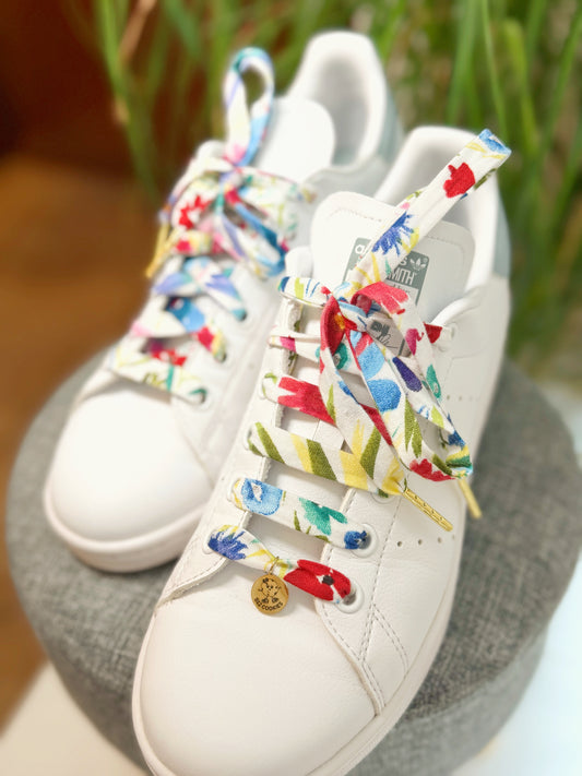 White Red and Blue Flowers Laces
