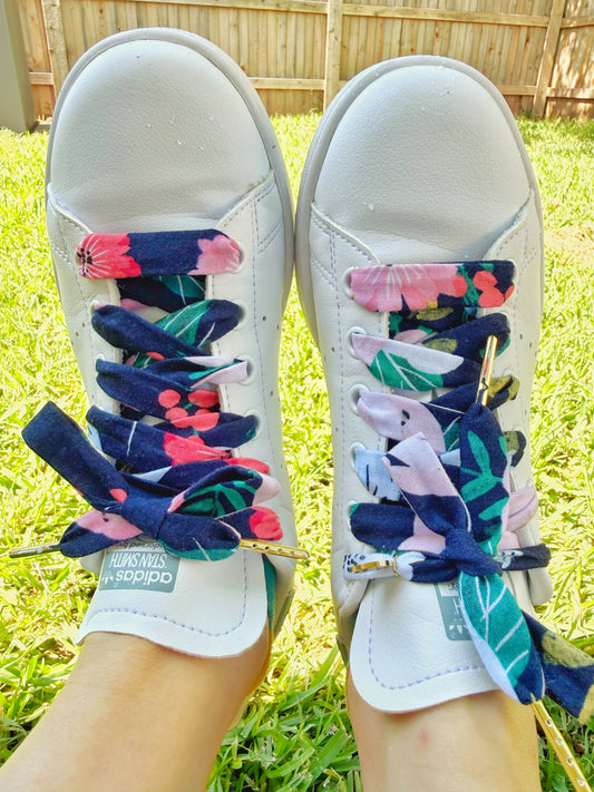 Navy Pink Flowers Laces