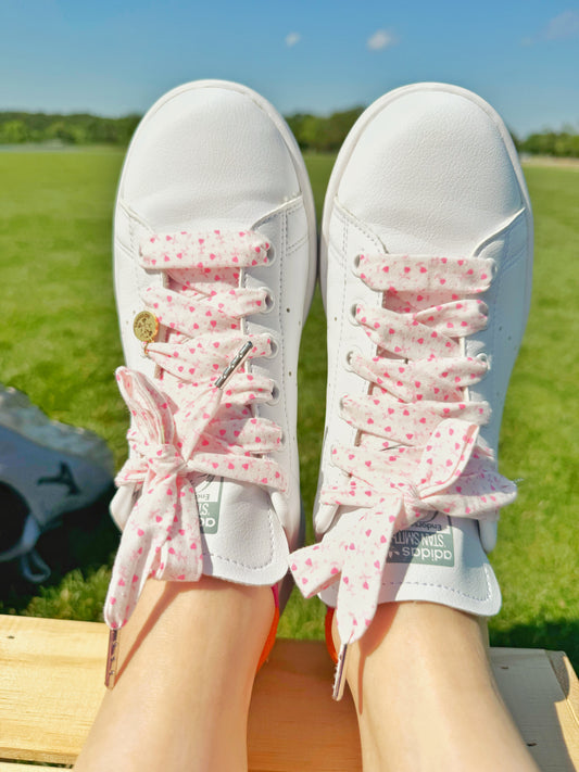 White with Pink Hearts Laces 🩷