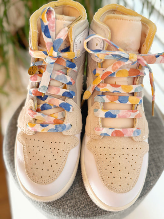 White Blue Orange circle Laces