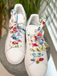 White Red and Blue Flowers Laces