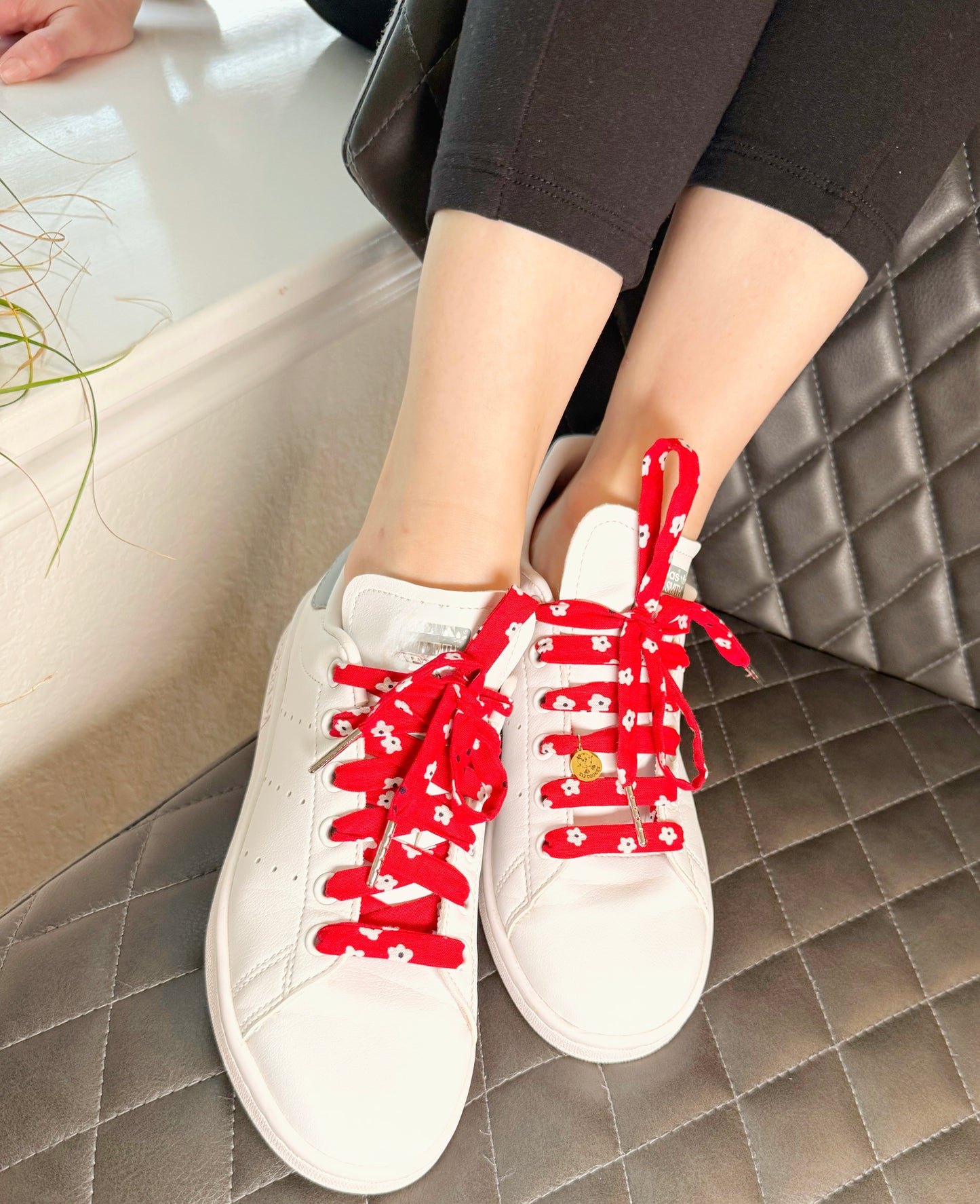 White Flowers Red Laces