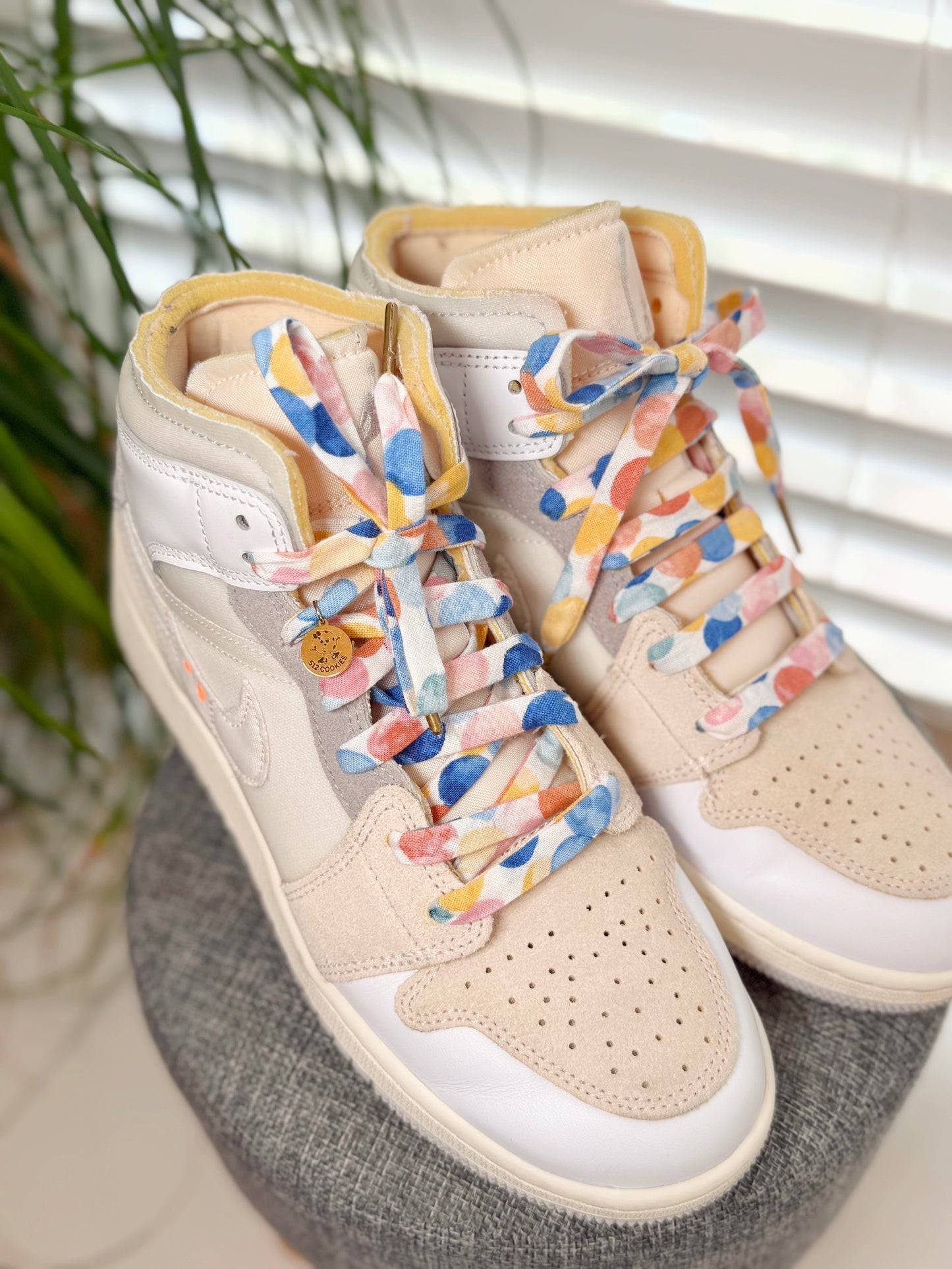 White Blue Orange circle Laces