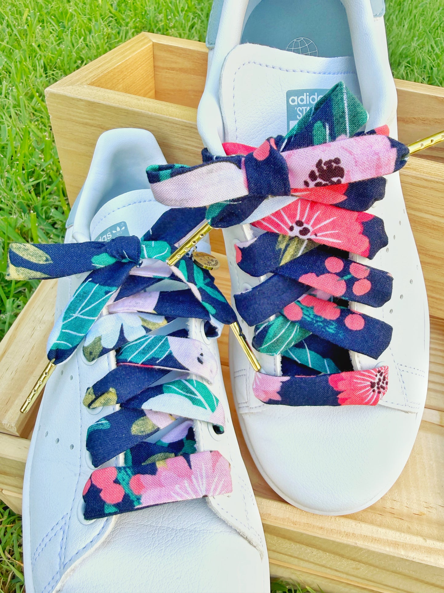 Navy Pink Flowers Laces