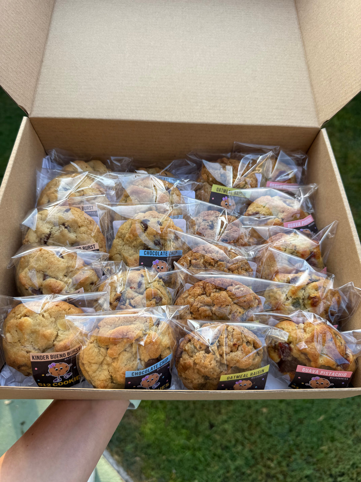 The Sampler Box — 20 Freshly Baked 2 oz Cookies (4 Flavors)