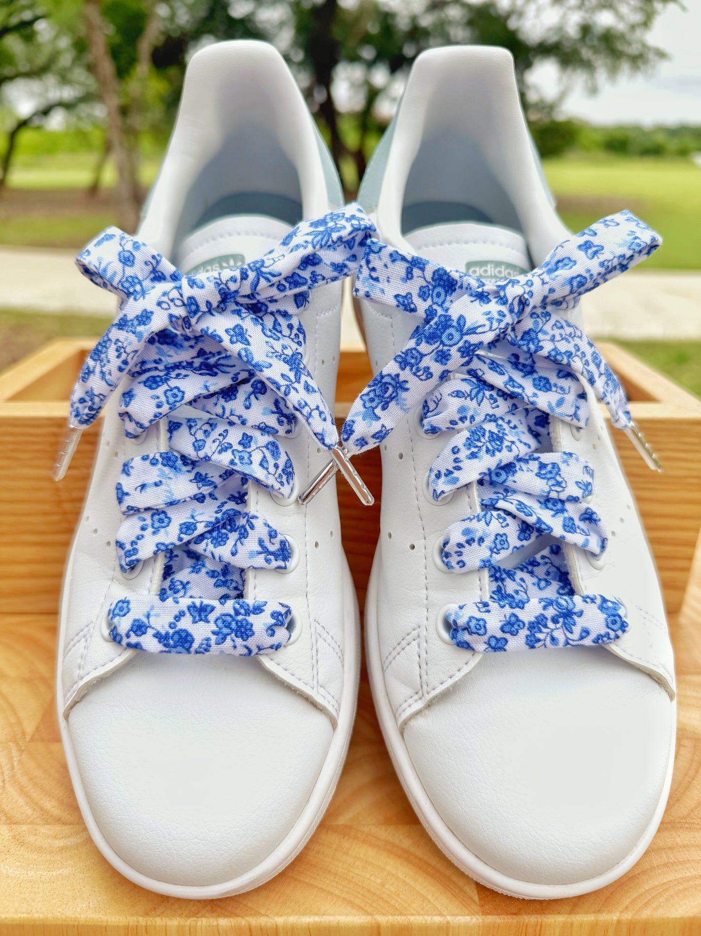 White Blue Flowers Laces