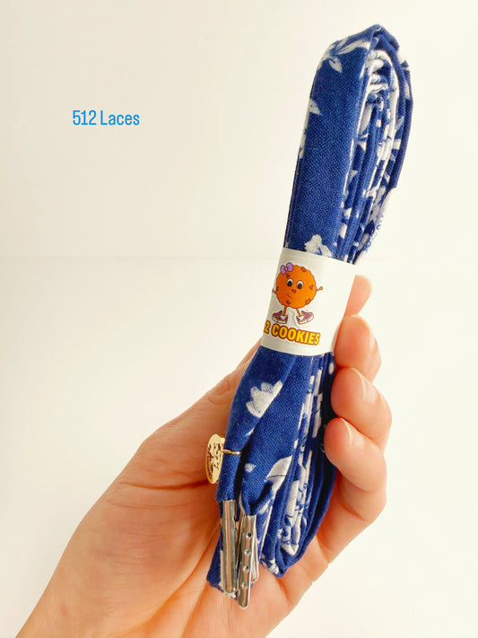 Dark Blue White Flowers Laces