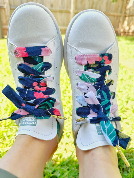 Navy Pink Flowers Laces