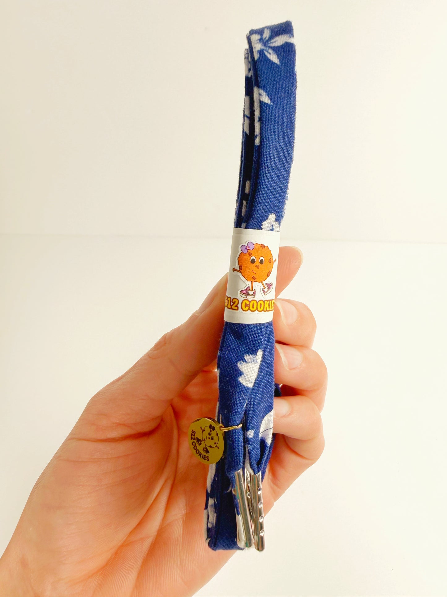 Dark Blue White Flowers Laces
