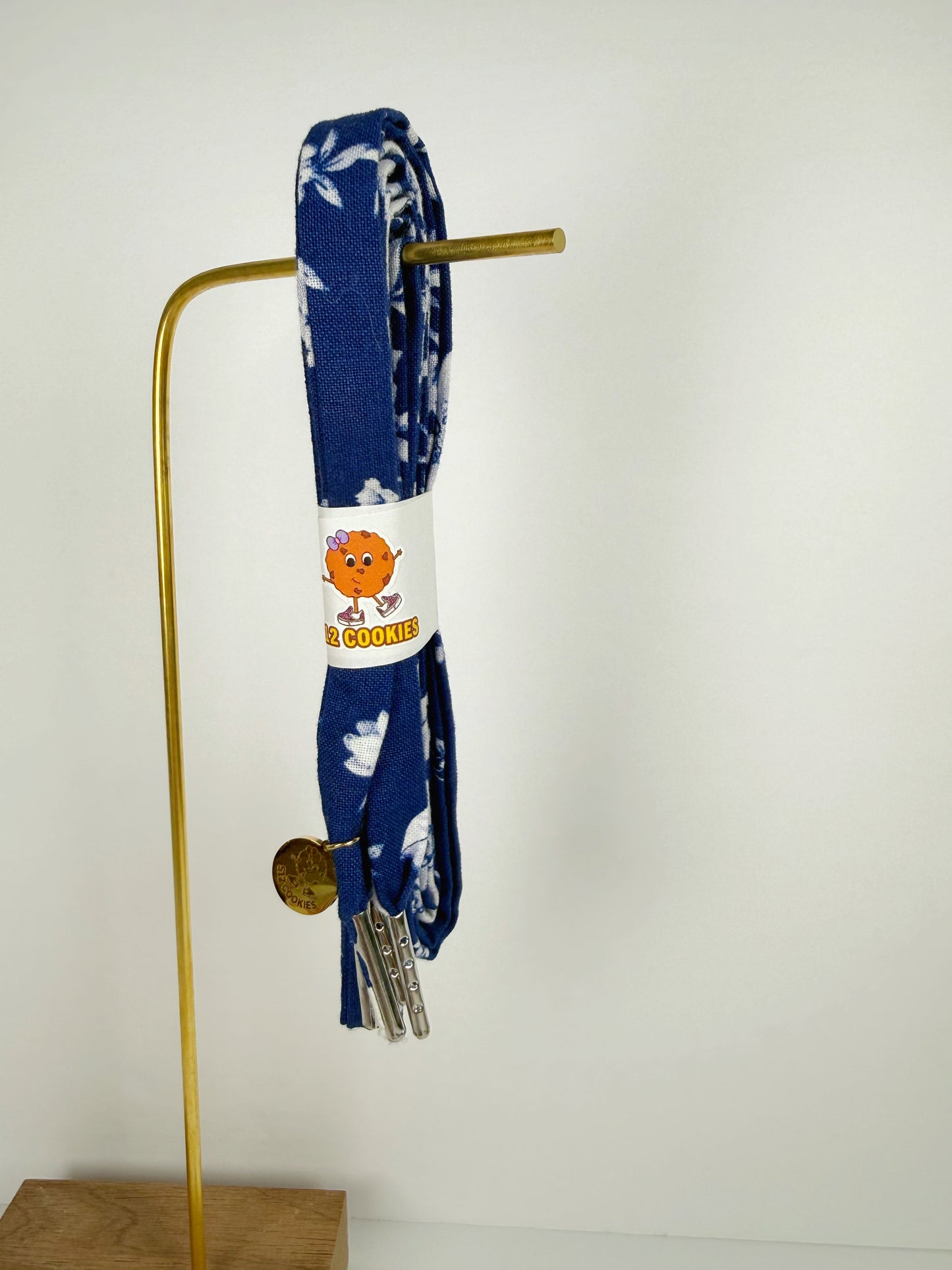 Dark Blue White Flowers Laces