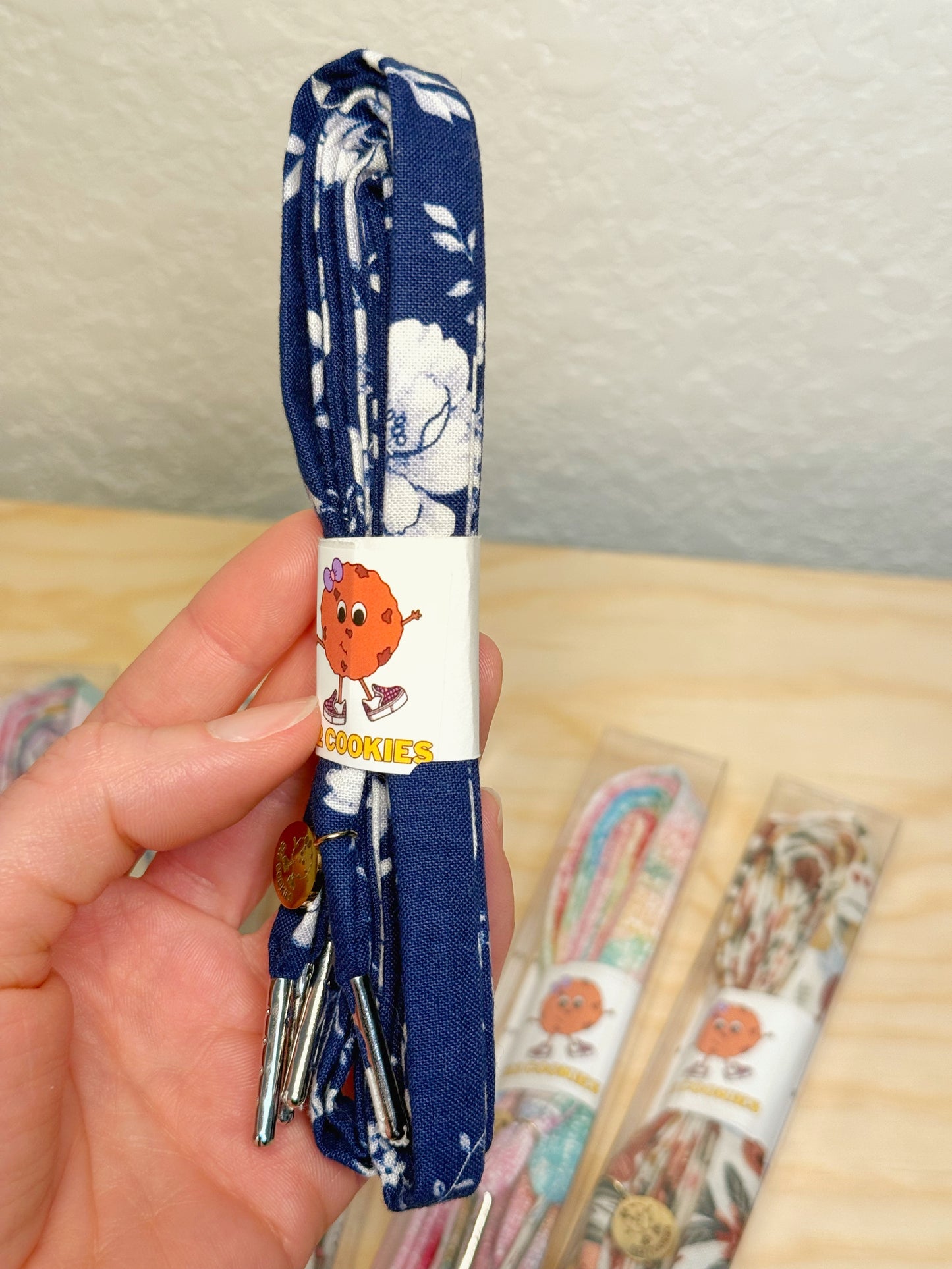 Dark Blue White Flowers Laces